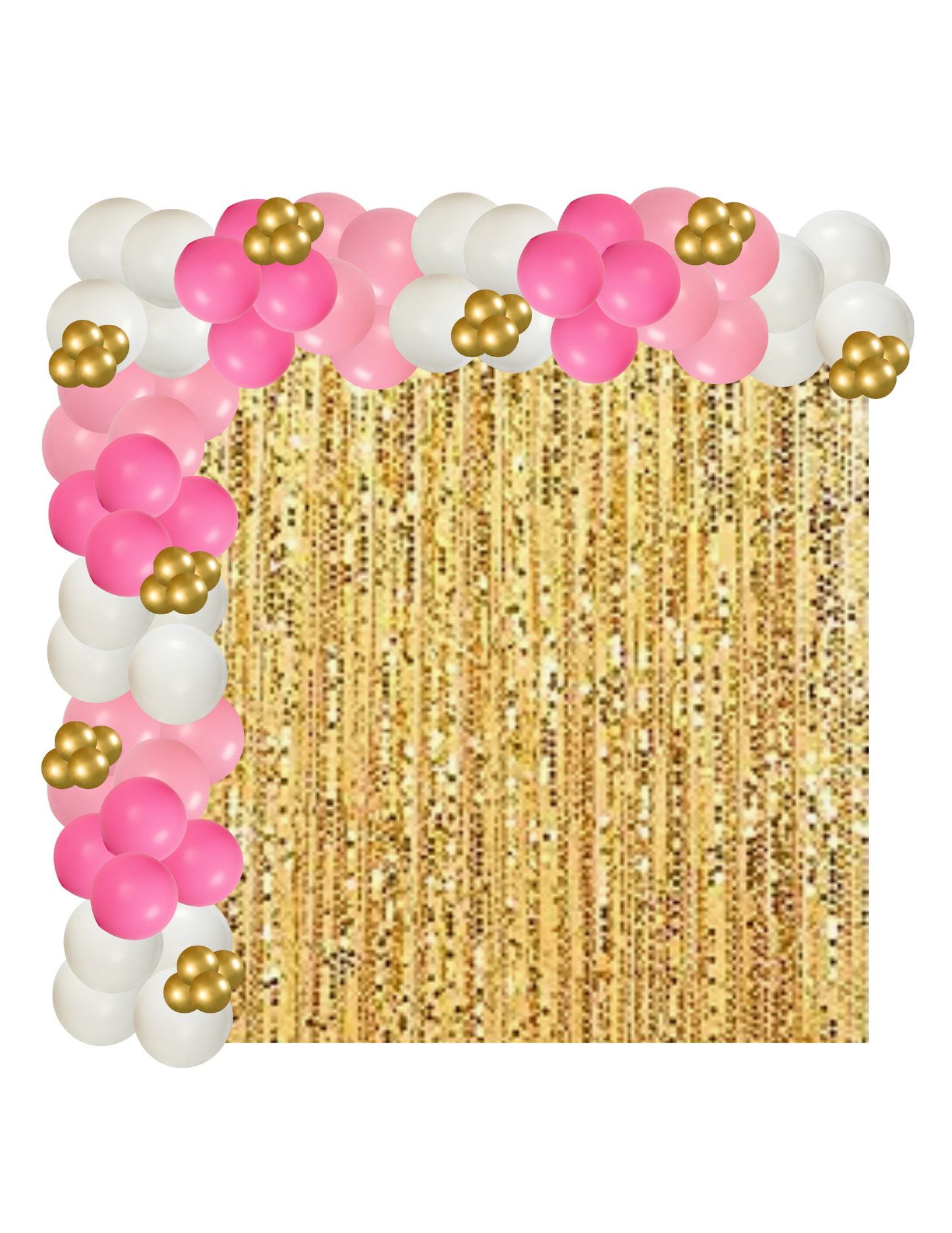 Sequin draping Backdrop with Organic Garland