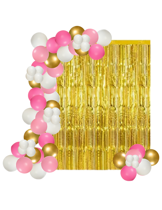 Foil Fringe Backdrop with Double Garland