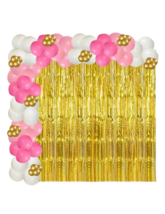Foil Fringe  Backdrop with Organic Garland